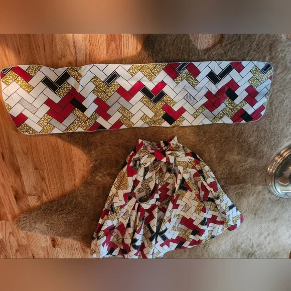 African Geometric print Skirt With BELT And SCARF! - Picture 5 of 7